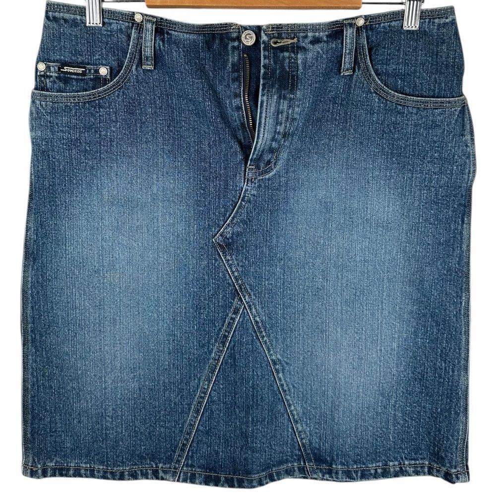 Squeeze Stephen Hardy Y2K Vintage Classic Blue Denim Jean Skirt Size 11/12